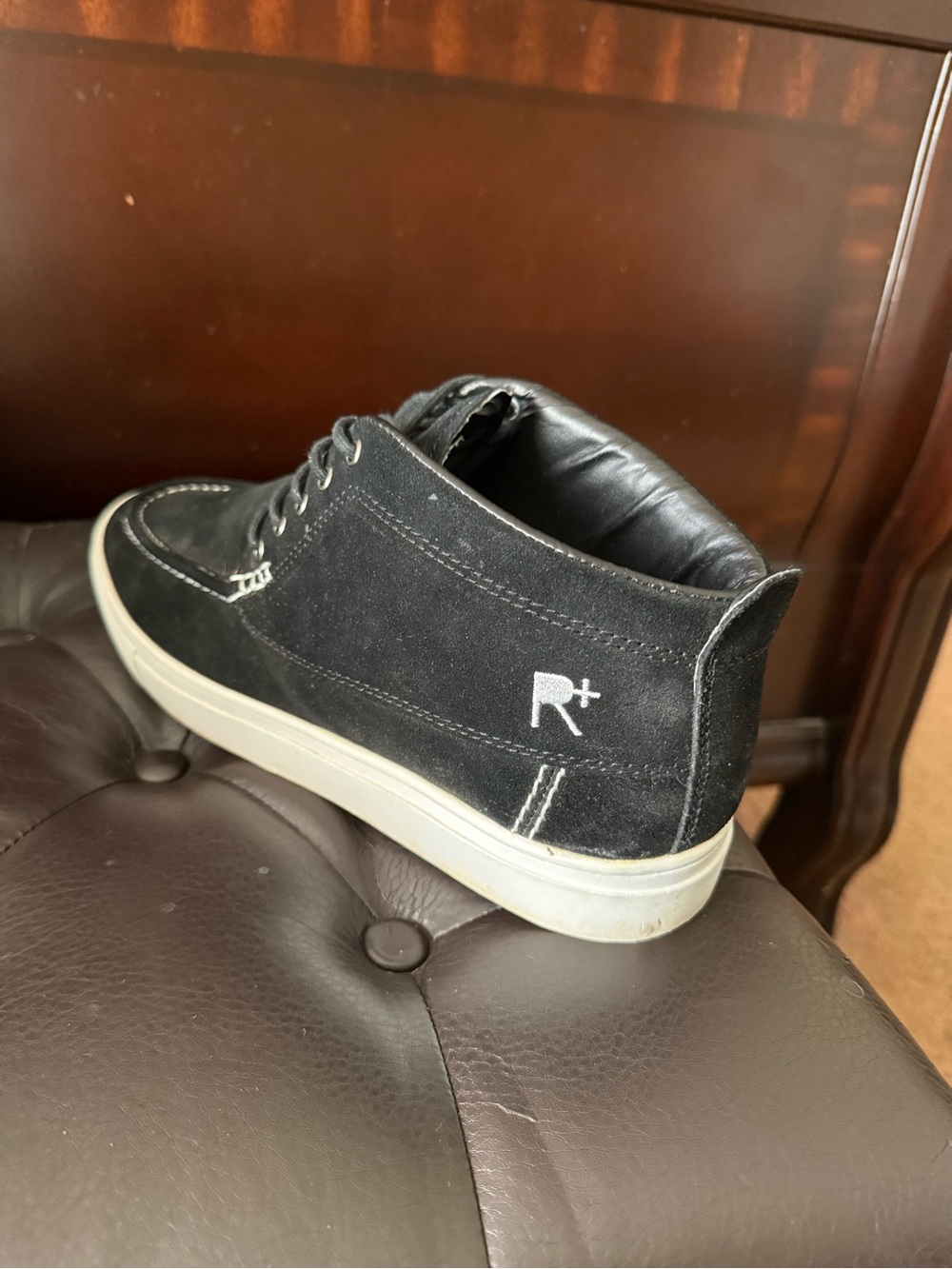 Rocawear Black Suede Mid-Top Sneaker with White Sole